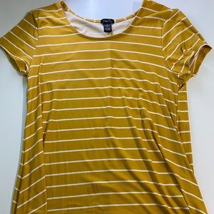 Yellow Striped Short Sleeve Dress